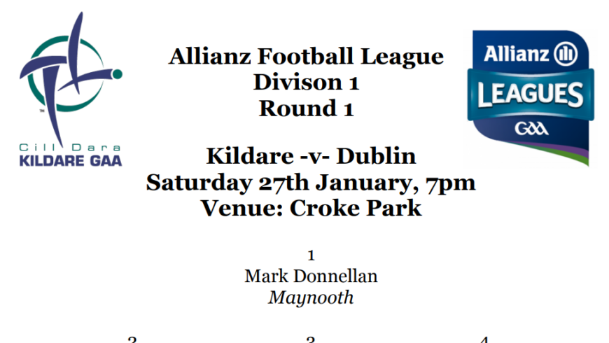 Team News: AFL Division 1 – Kildare v Dublin