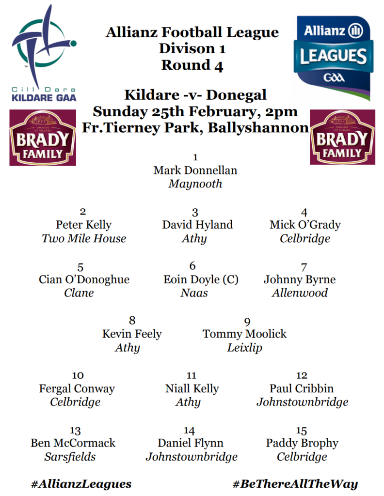 Team News: AFL Division 1 – Kildare v Donegal