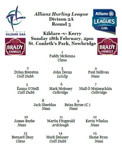 Kildare Team to face Kerry Named