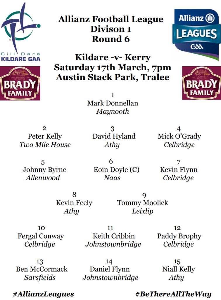 Team News: AFL Division 1 – Kildare v Kerry