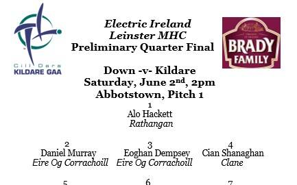 Leinster MHC Preliminary Quarter Final – Team Named