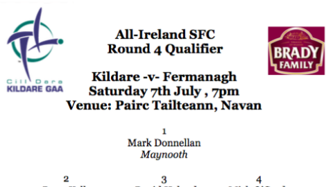 Team News: Kildare v Fermanagh