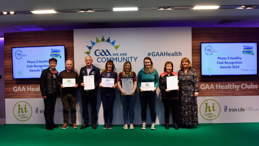 Three Kildare GAA clubs receive national recognition as official GAA Healthy Clubs in Croke Park