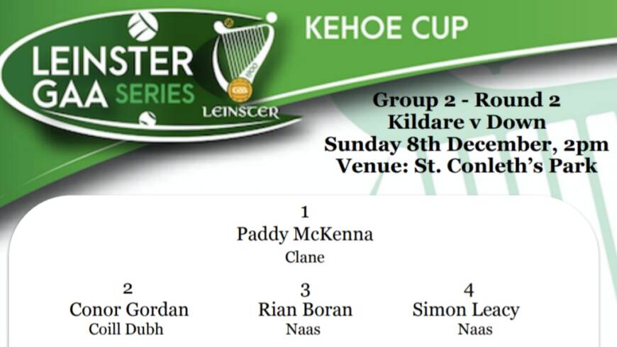 Team News: Kehoe Cup – Kildare v Down