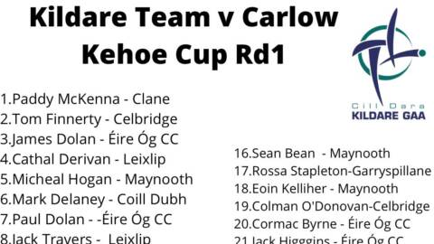 TEAM NEWS: Kehoe Cup Round 1 Kildare v Carlow