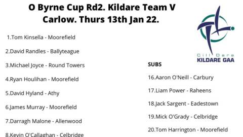 TEAM NEWS: O’Byrne Cup Round 2 – Kildare v Carlow