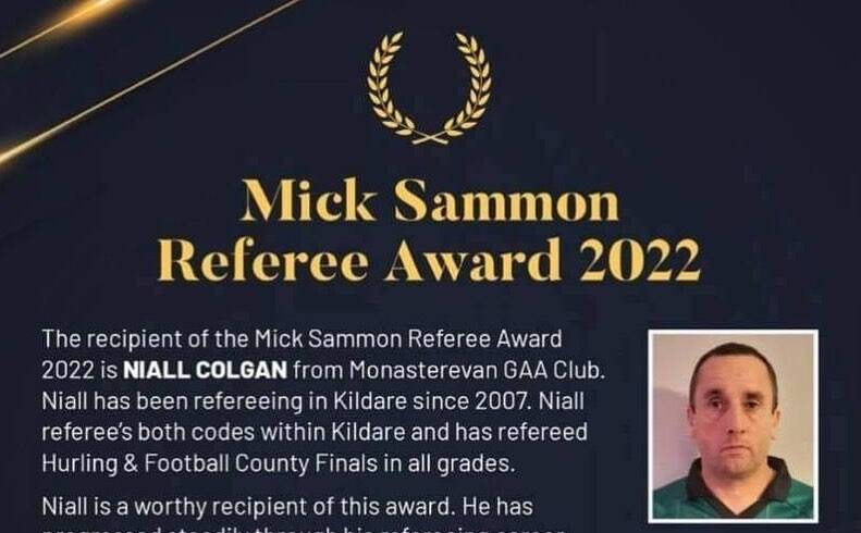 Mick Sammon Referees Award 2022 – Niall Colgan