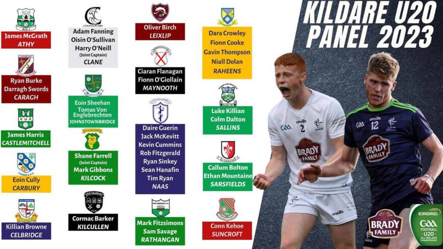 Brian Flanagan and his management have named the Kildare U20 Football Panel for 2023